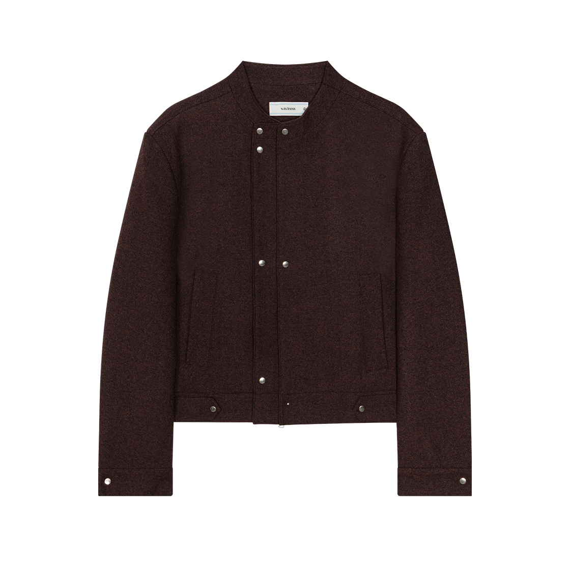 웨이비니스 엡 레이어드 울 레이서 자켓 버건디(Waviness Ebb Layered Wool Racer Jacket Burgundy)