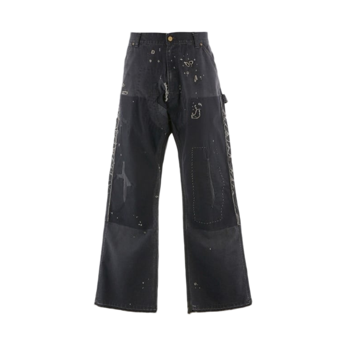 HR1-0000-083 Saint Mxxxxxx Double Knee Pants Black - 25AW