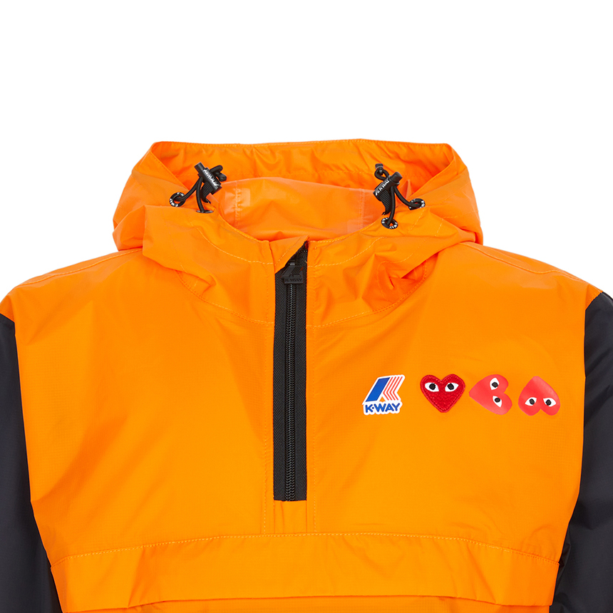 [25% 쿠폰] 플레이 꼼데가르송 x 까웨 후드 레인 자켓 오렌지([25% 쿠폰] Play Comme des Garcons x K-Way Hood Rain Jacket Orange) - 4