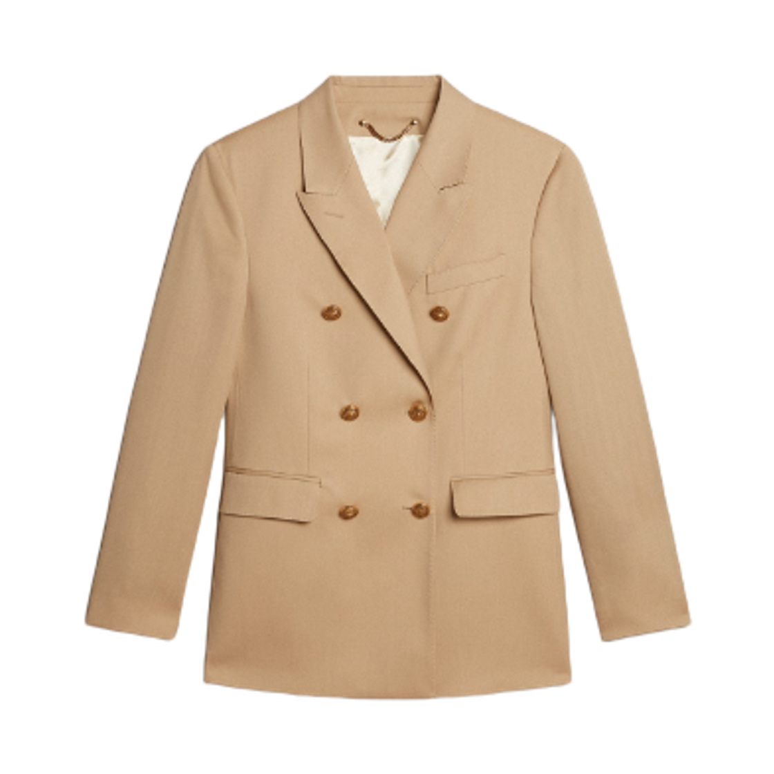 GWP00829-P001267-15272 (W) Golden Goose Gold Heraldic Buttons Double Breasted Blazer Sand