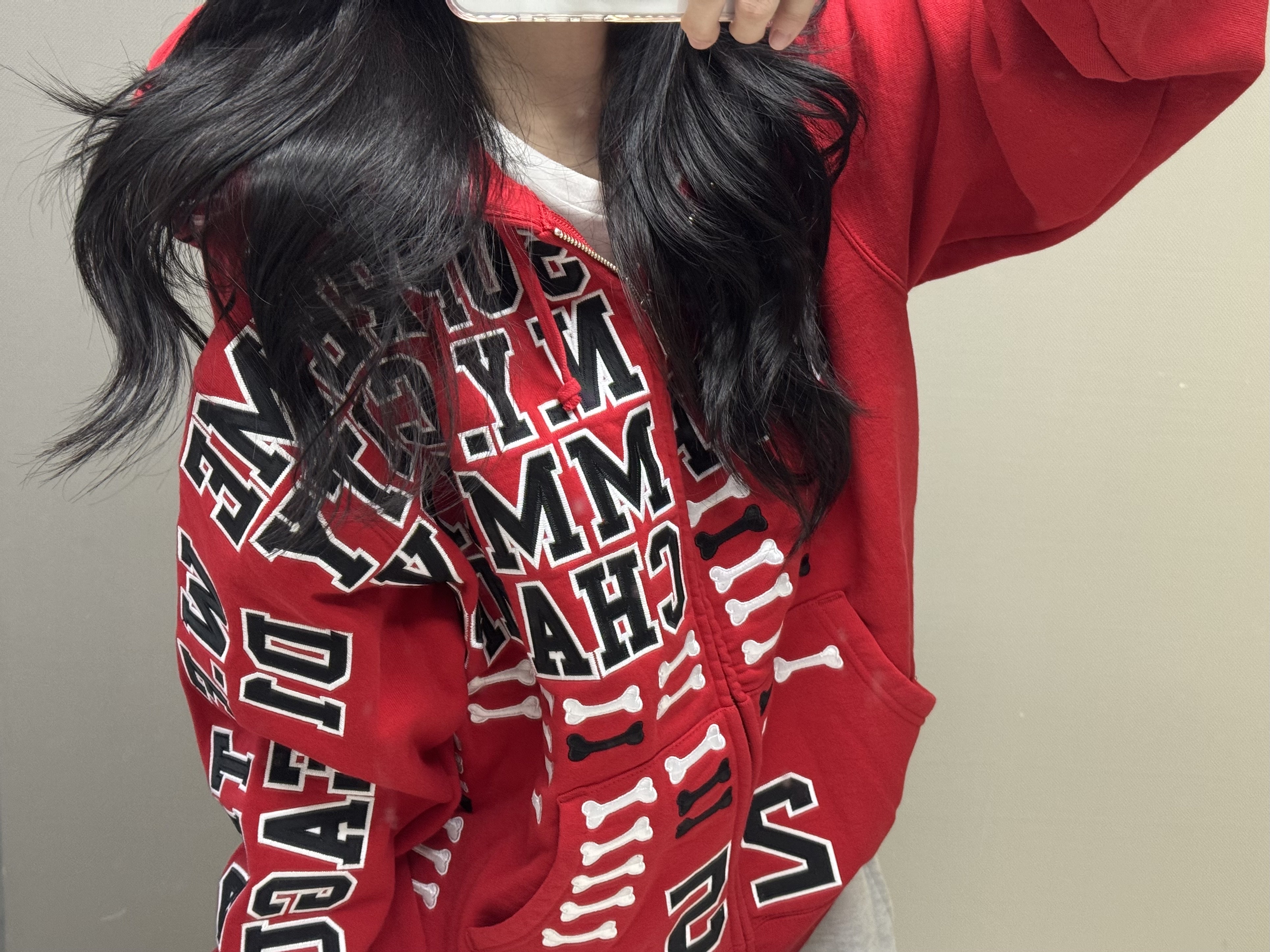 Supreme League Champs Zip Up Hooded Sweatshirt Red - 25FW 착용 스타일