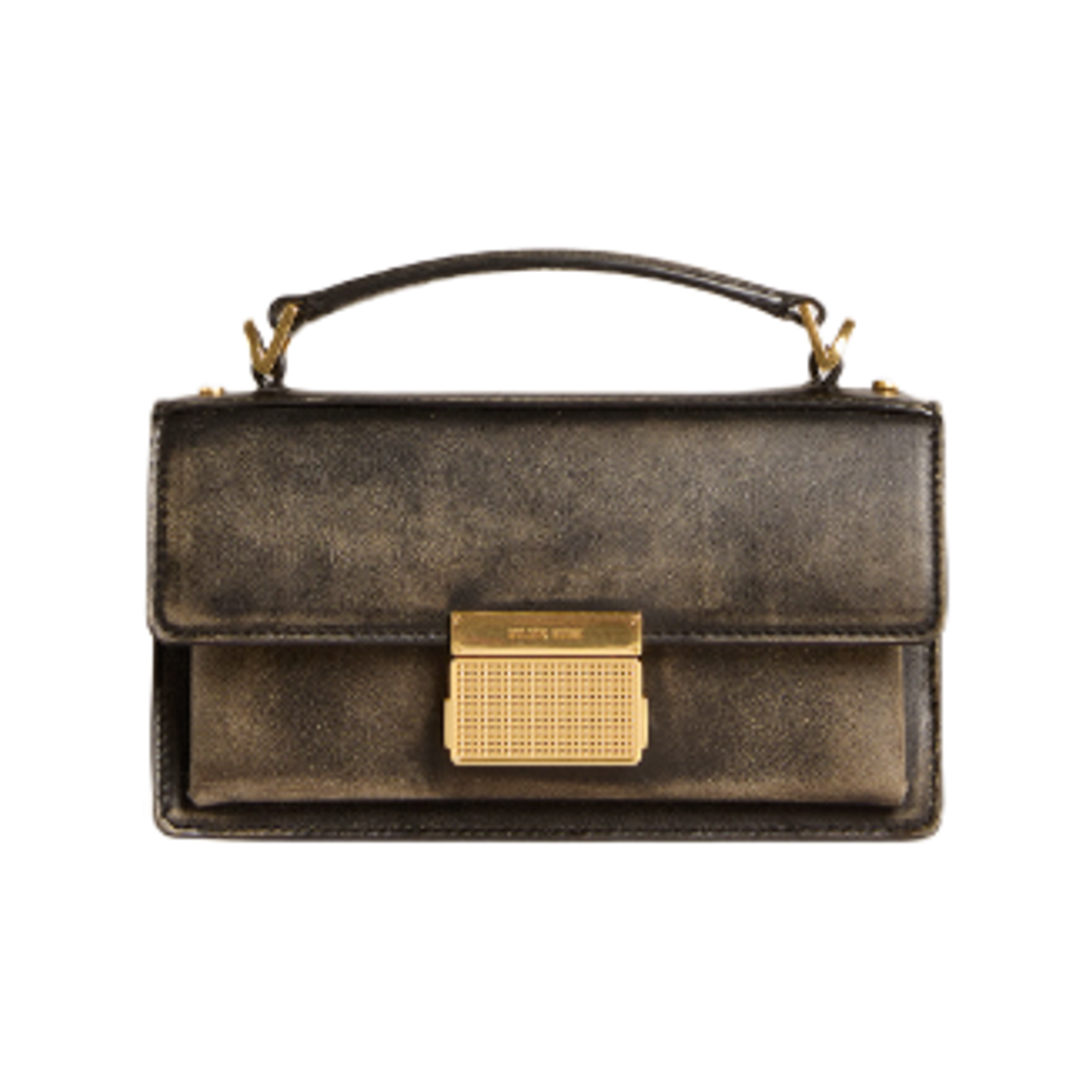 GWA00468-A000599-90100 Golden Goose Gold Detail Distressed Leather Small Venezia Bag Black