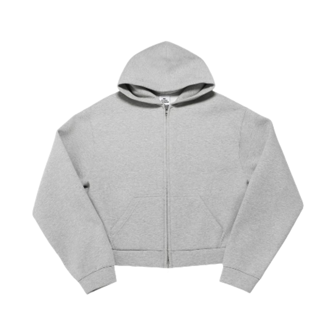- MJD X Koin Seoul Cropped Zip-Up Hoodie Melange Grey