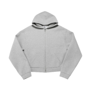 MJD X Koin Seoul Cropped Zip-Up Hoodie Melange Grey