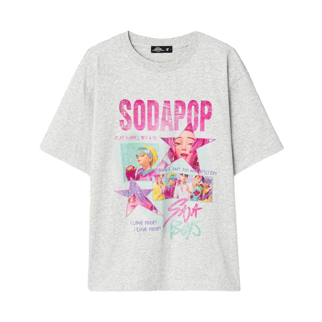 455942IXB2 8seconds x KPop Demon Hunters Saja Boys Soda Pop SS T-Shirt Melange Gray