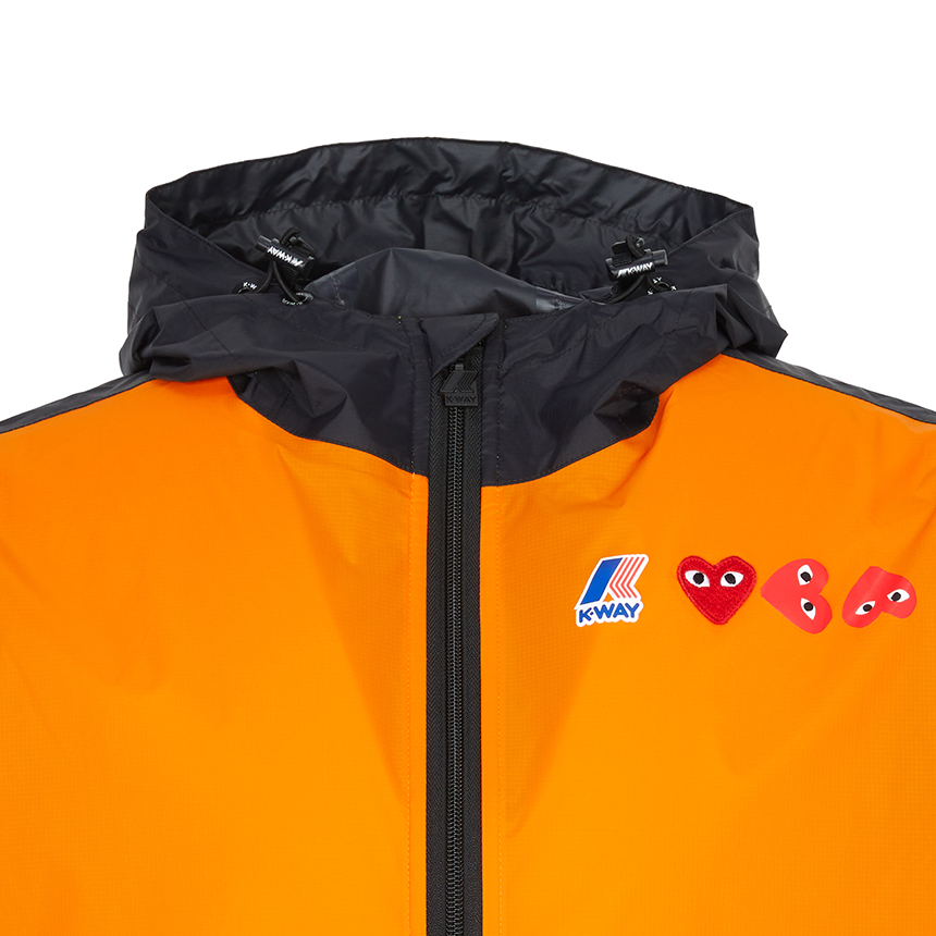 [20% 쿠폰] 플레이 꼼데가르송 x 까웨 풀 집 자켓 오렌지 블랙([20% 쿠폰] Comme Des Garcons X K-way Hood Rain Jacket Orange) - 5