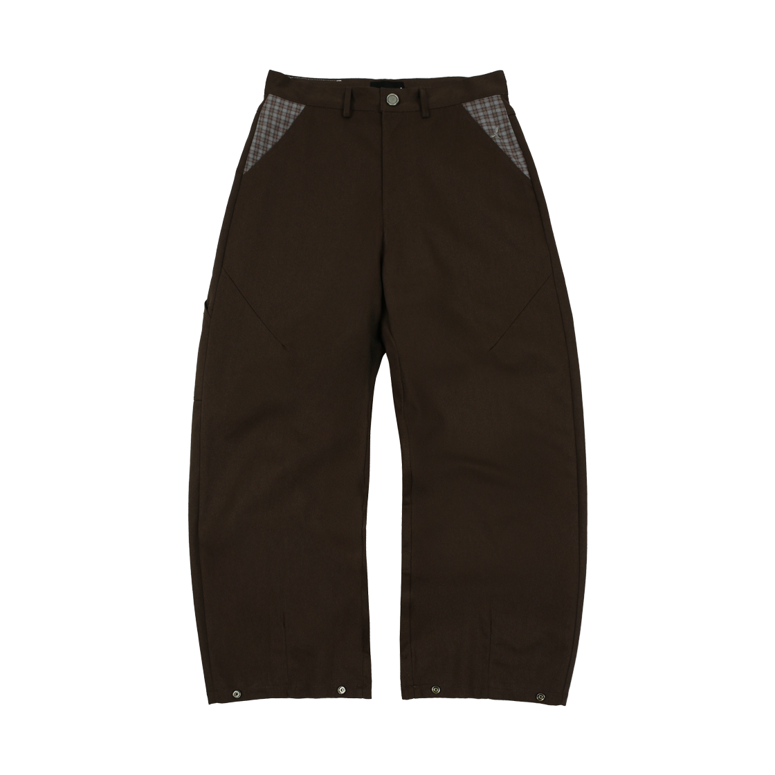 2542017 BP2DISORDER Symbol Logo Check Pocket Pants Brown