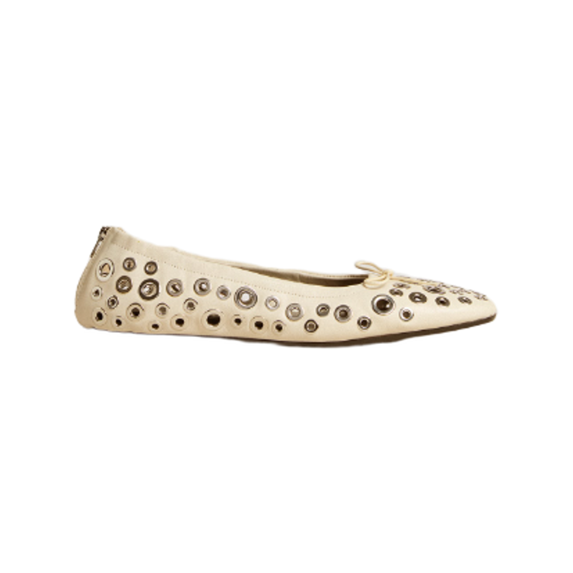 GWF00867-F006946-11732 (W) Golden Goose Nappa Leather Amy Ballet Flats White Silver