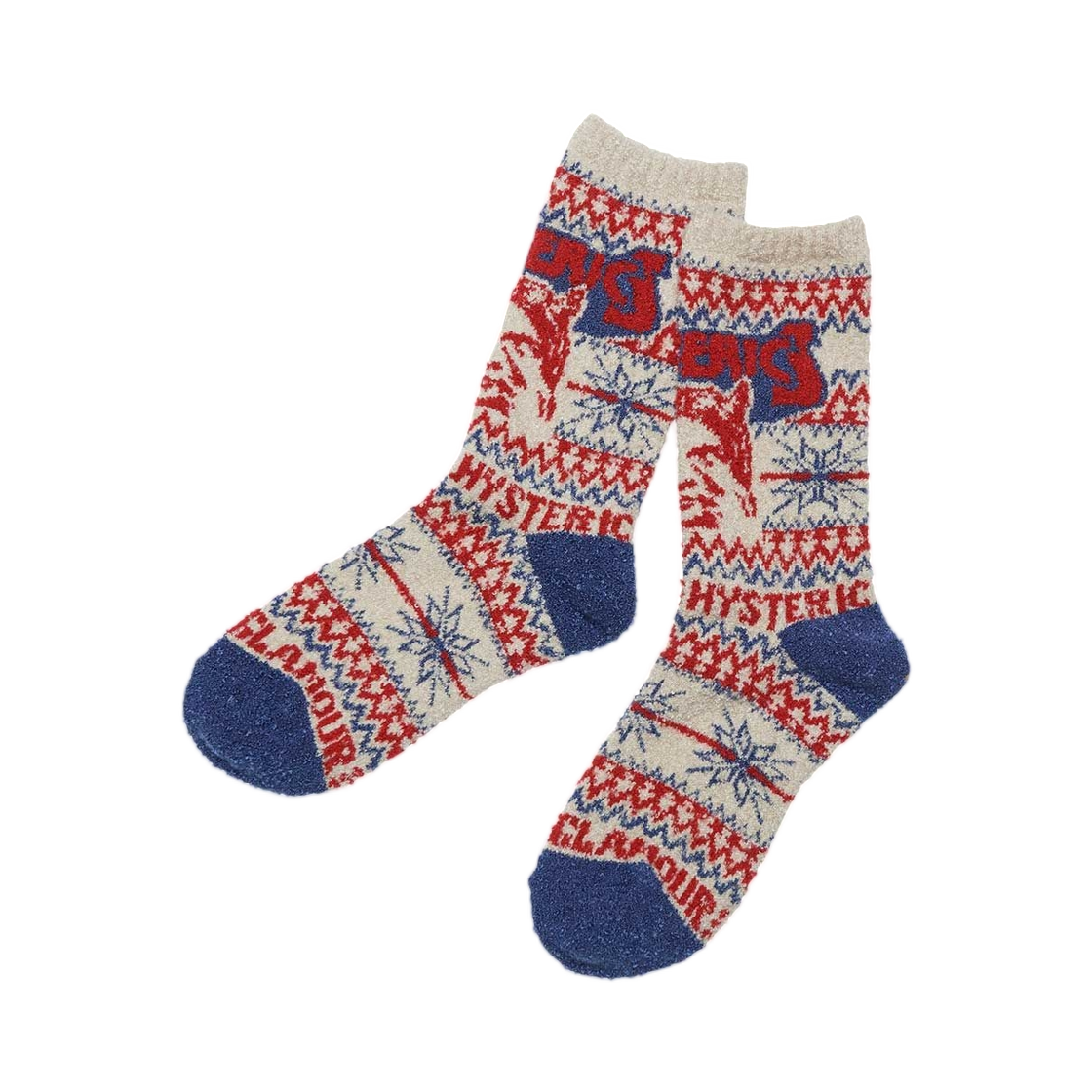 01253QT02 (W) Hysteric Glamour See No Evil Nordic Pattern Socks Blue