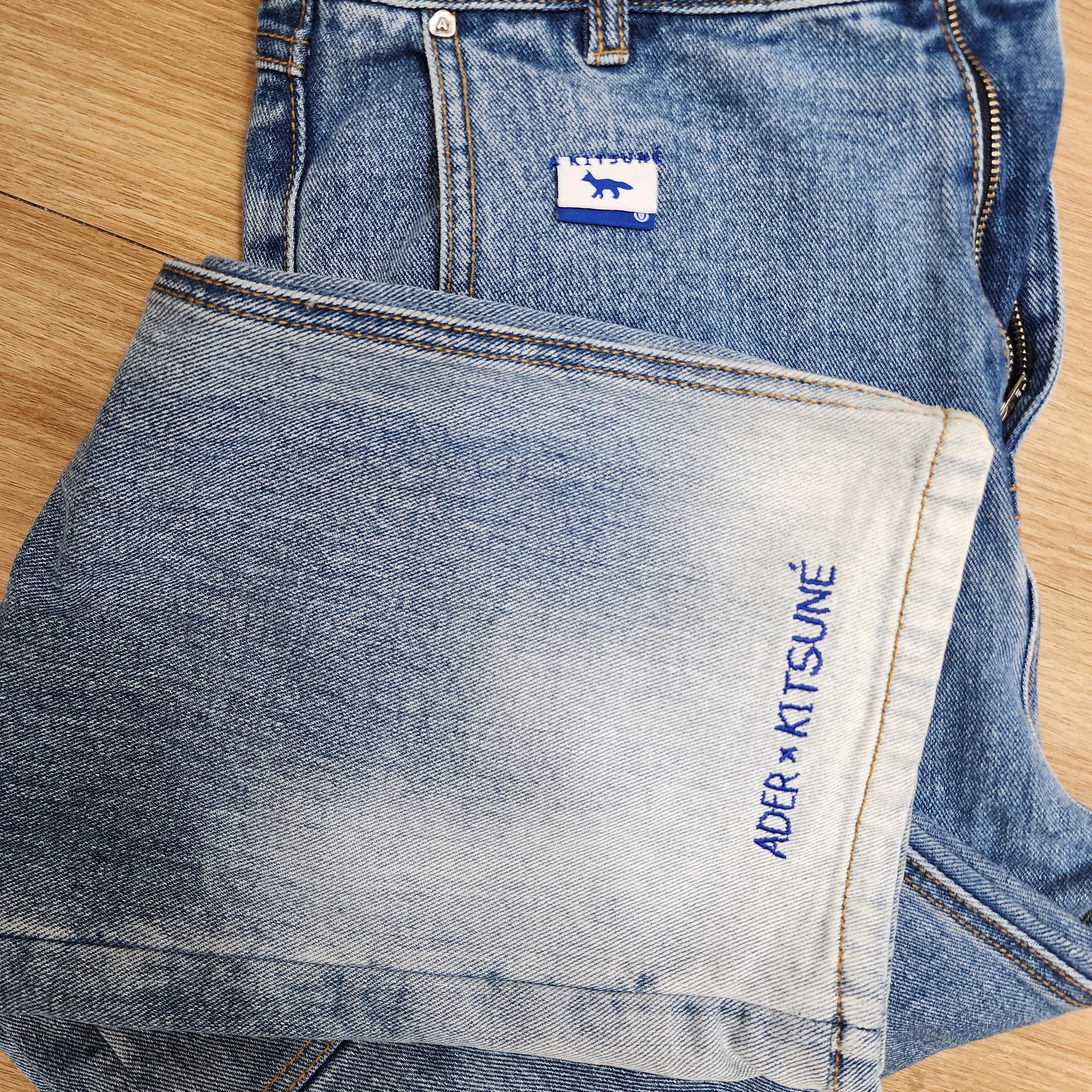 Maison Kitsune x Ader Error Fog Denim Blue 착용 스타일
