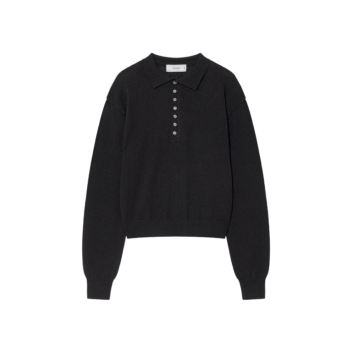 웨이비니스 리니어 블룸 카라 니트 블랙(Waviness Linear Bloom Collar Knit Black)