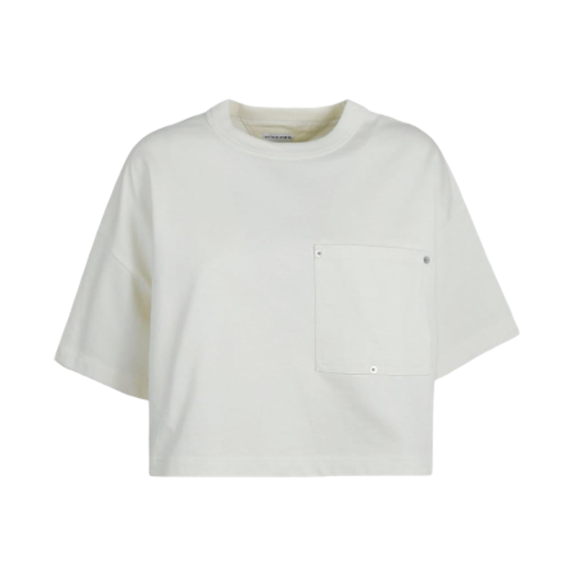 (W) 보테가 베네타 코튼 포켓 크롭 티셔츠 화이트((W) Bottega Veneta Cotton Pocket Cropped T-Shirt White)