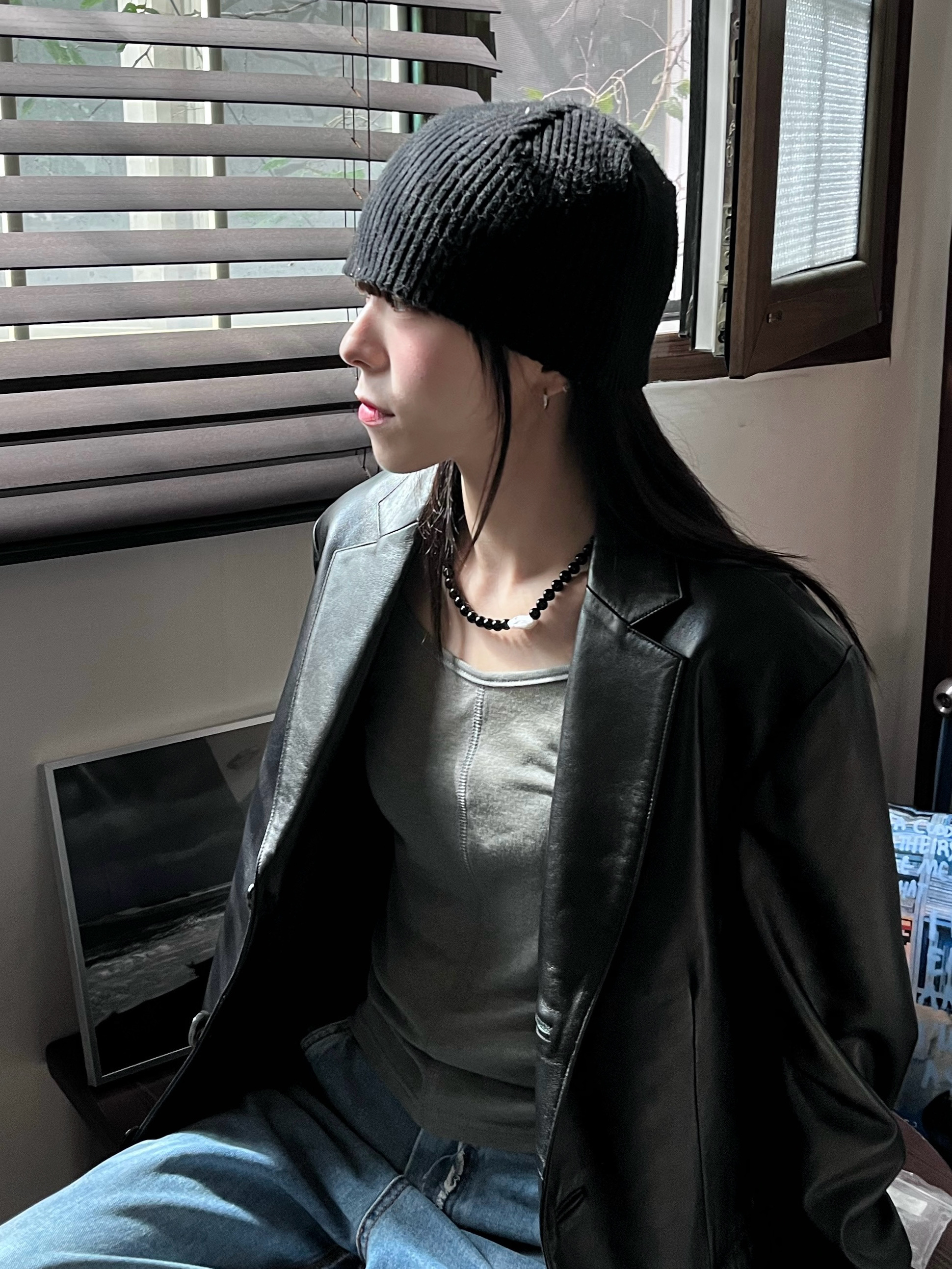 Riomeu Square Margaret Onyx Necklace 착용 스타일