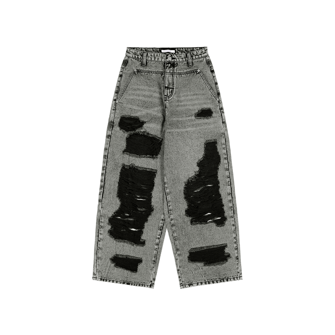 F25ZD979GR Fancy Club Washed Damage Denim Pants Gray