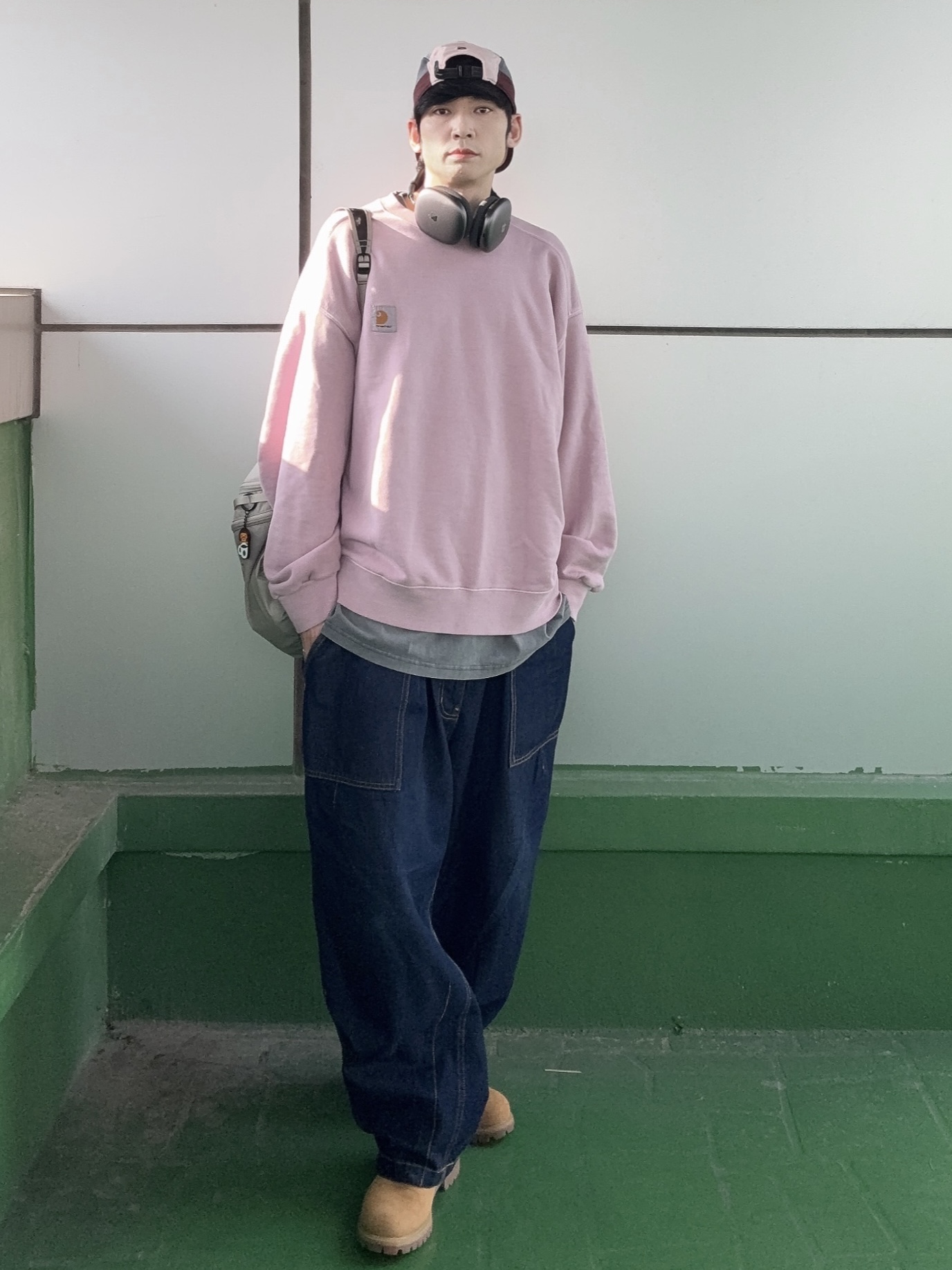 Timberland Premium 6 inch Waterproof Boot Wheat Nubuck - Medium, Carhartt WIP Vista Sweatshirt Glassy Pink 착용 스타일 - 2