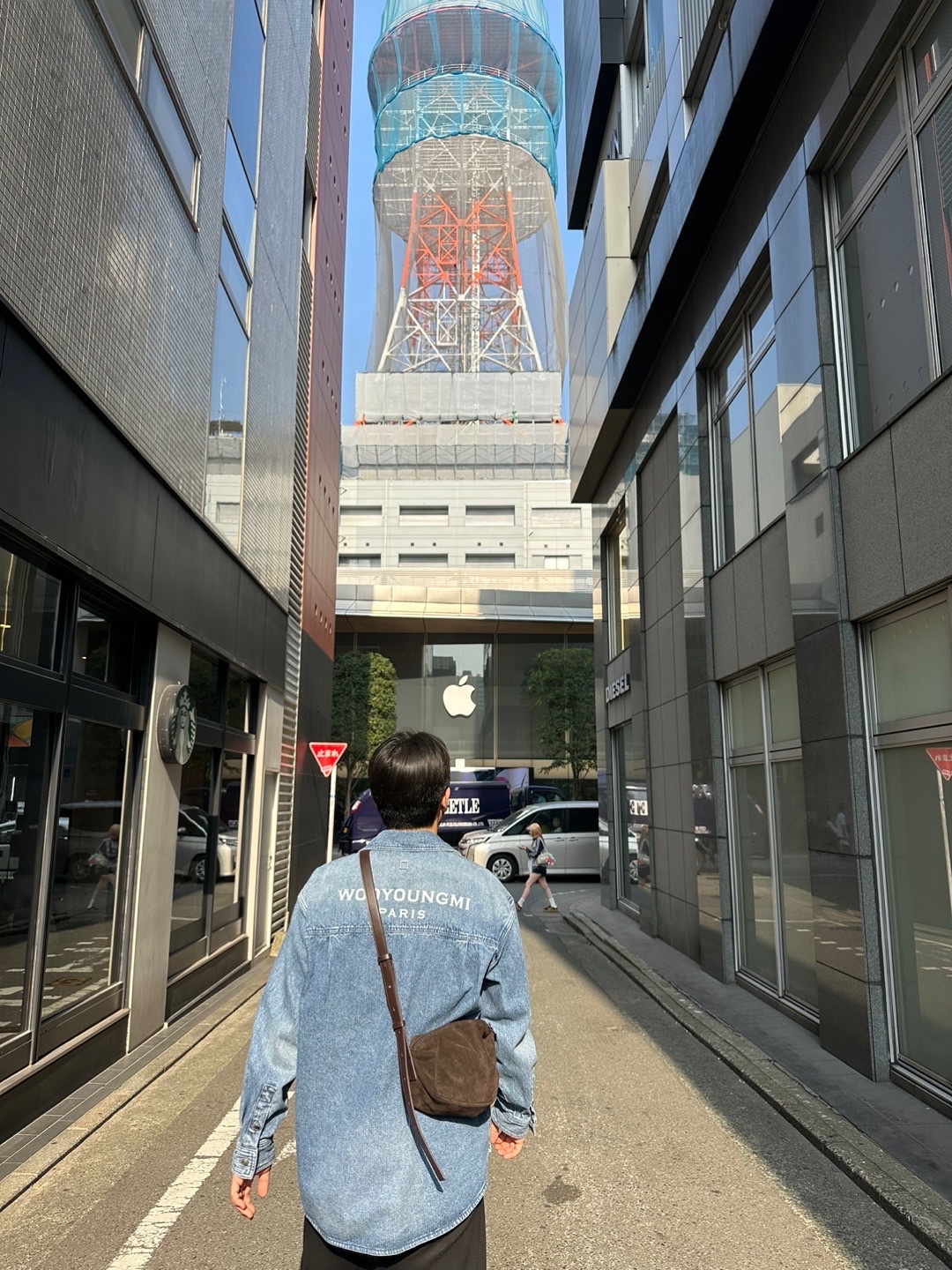 Wooyoungmi Corduroy Denim Back Logo Shirt Blue - 25SS 착용 스타일