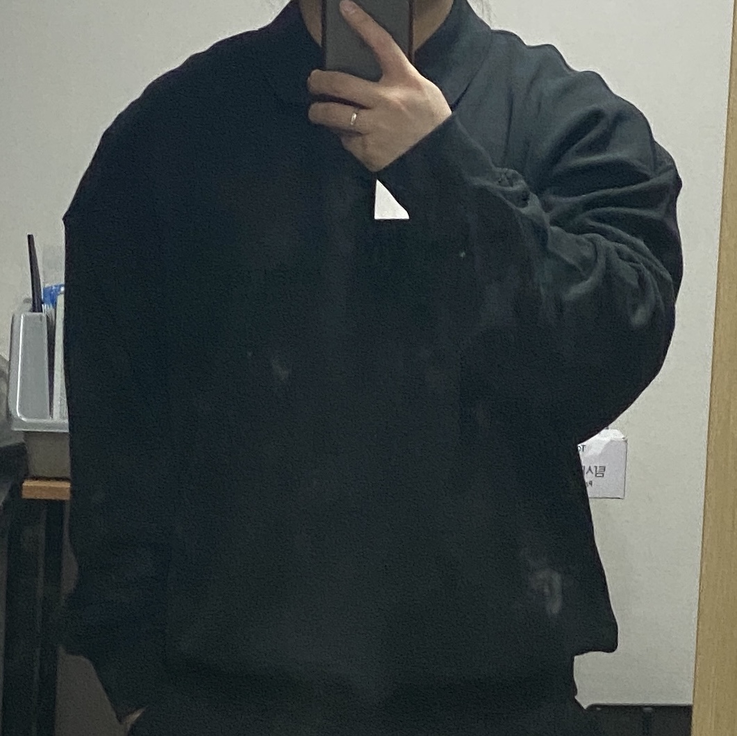Essentials Long Sleeve Boxy Polo Black - 20FW 착용 스타일