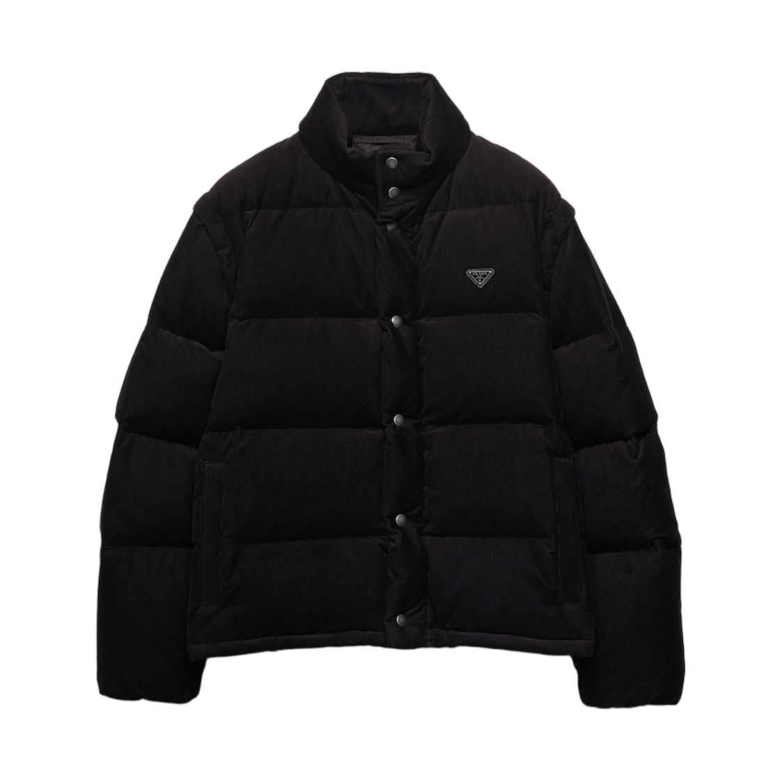 프라다 미디움 웨이트 코듀로이 다운 자켓 블랙(Prada Medium-Weight Corduroy Down Jacket Black)