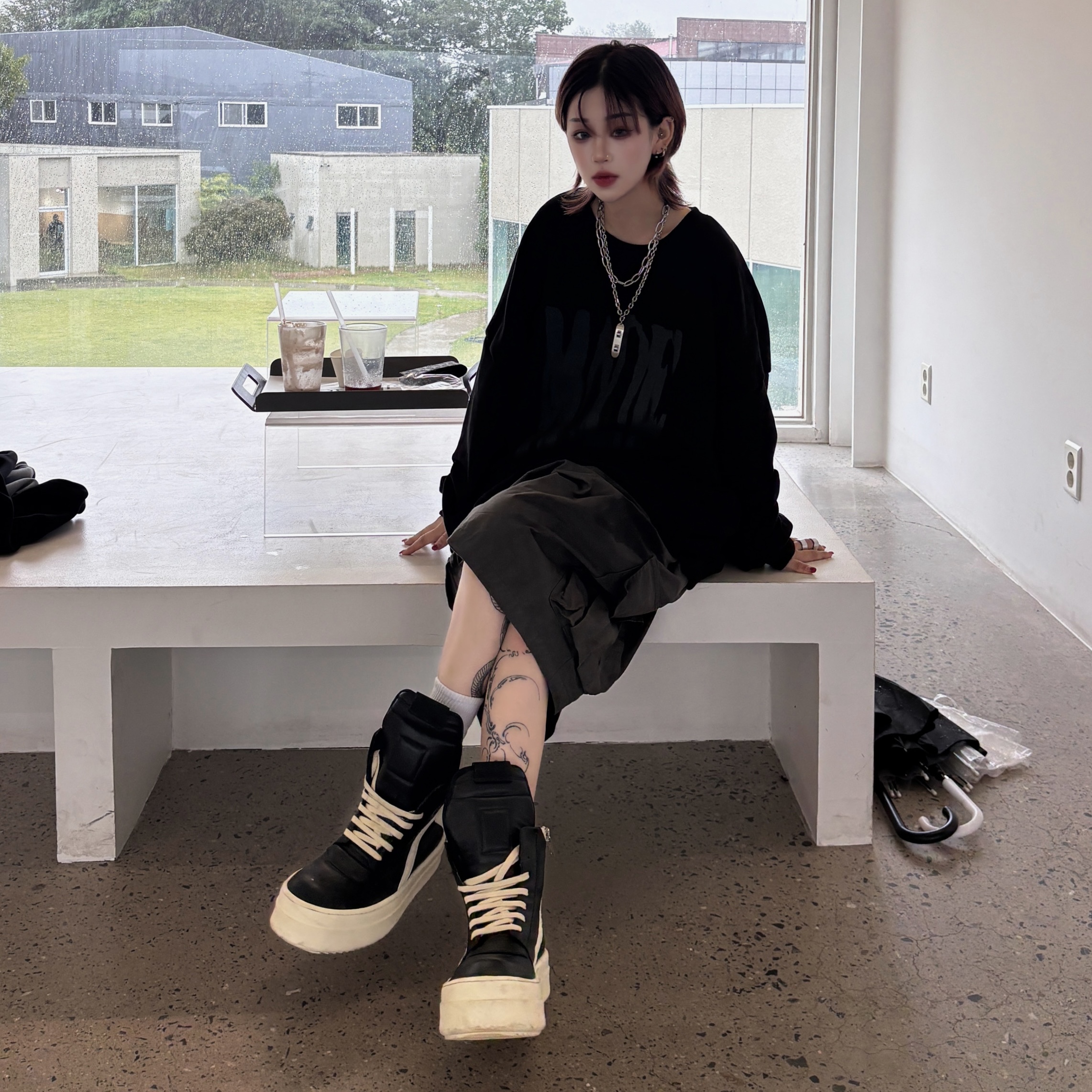 Rick Owens Concordians Mega Bumper Geobasket 착용 스타일 - 3