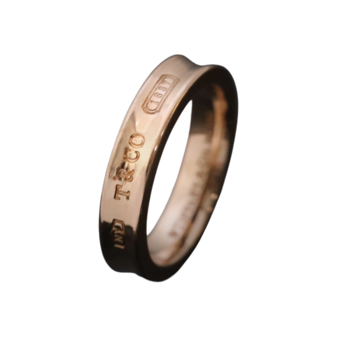 ITP9R6BFFAD4 Tiffany & Co. 1837 Narrow Rose Metal Ring Size 9 3.8mm