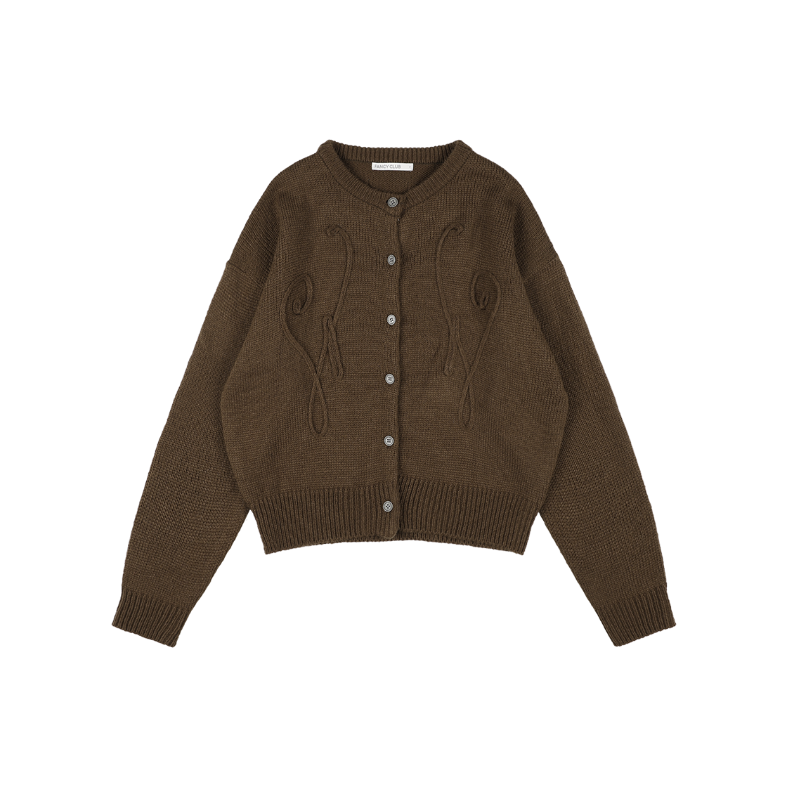 F25ZA007BR Fancy Club Swale Knit Cardigan Brown