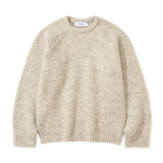 Knitted Boucle Reglan Crop Round Knit Oatmeal