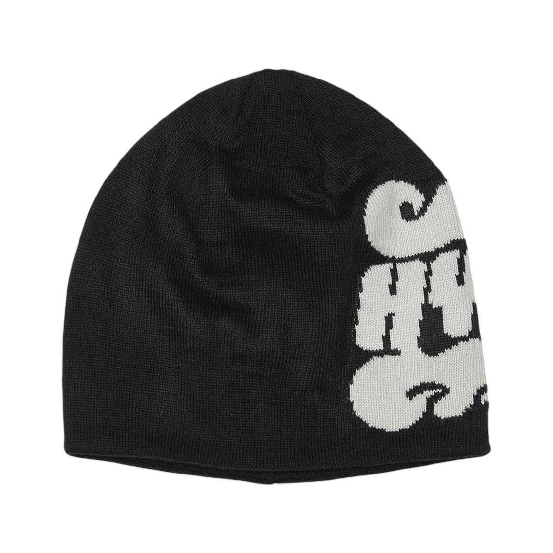 02253QH07 Hysteric Glamour Flame Logo Short Beanie Black
