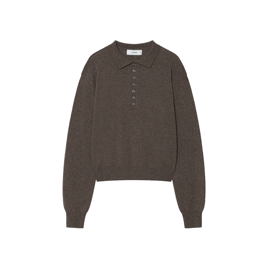 웨이비니스 리니어 블룸 카라 니트 브라운(Waviness Linear Bloom Collar Knit Brown)