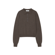 Waviness Linear Bloom Collar Knit Brown