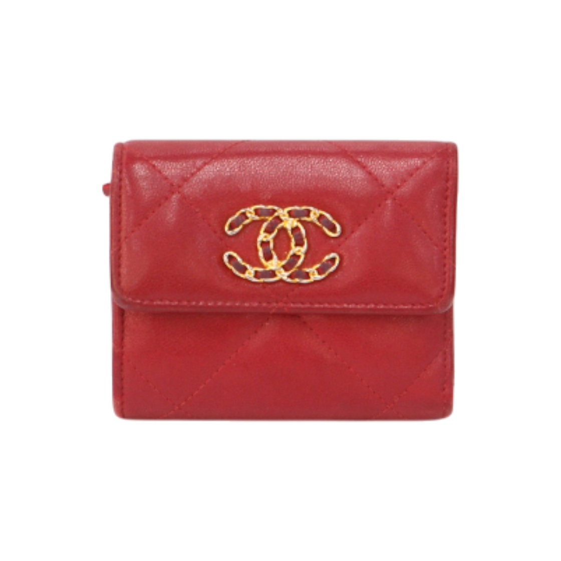 IT4DIN9T4DFE Chanel Red 19 Compact Wallet