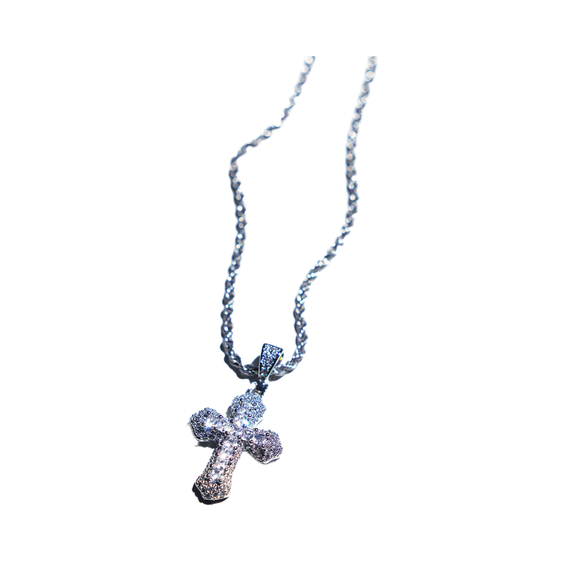 #111-1 NiRO.SERENDiPiTY Mini Zirconium Cross Rope Chain Necklace #111-1 White