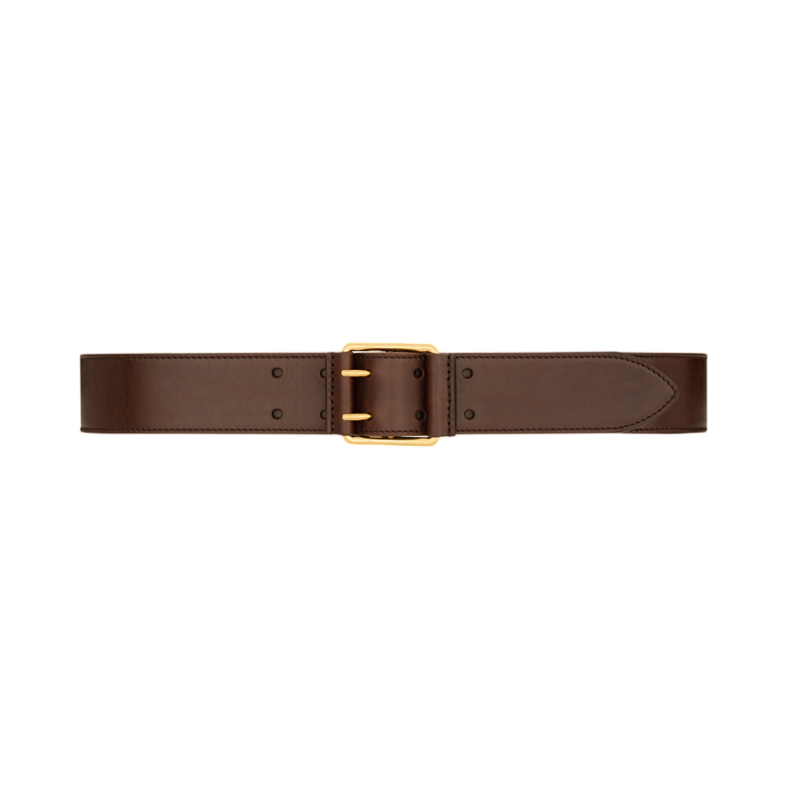 841109-AAE94-2976 (W) Saint Laurent Motorcycle Belt in Leather Burnt Chocolate