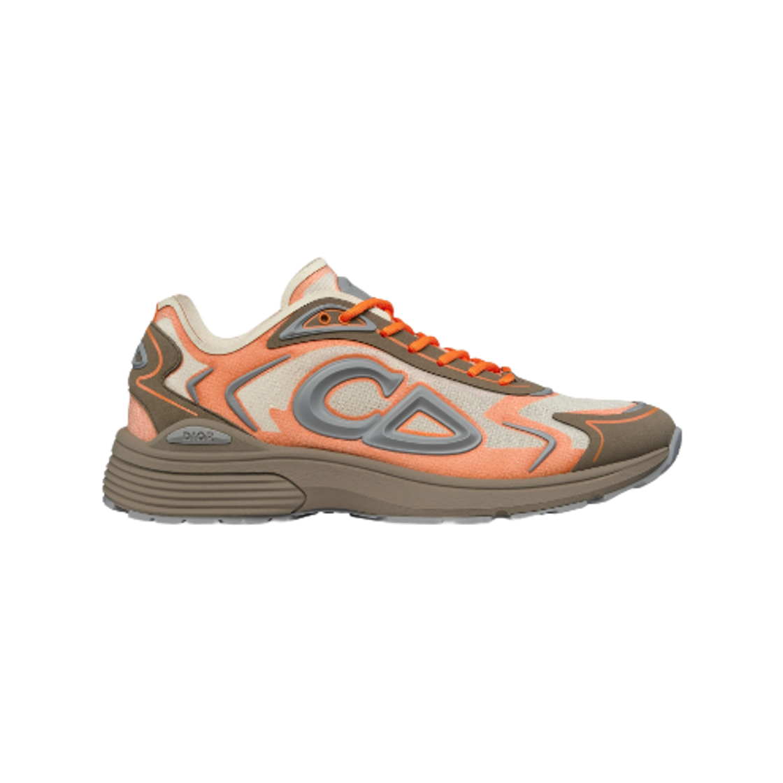 3SN342ABF-H726 Dior B30 Countdown Tech Sneakers Semi Transparent N3O Nylon Technical Fabric Rubber Beige Brown Orange