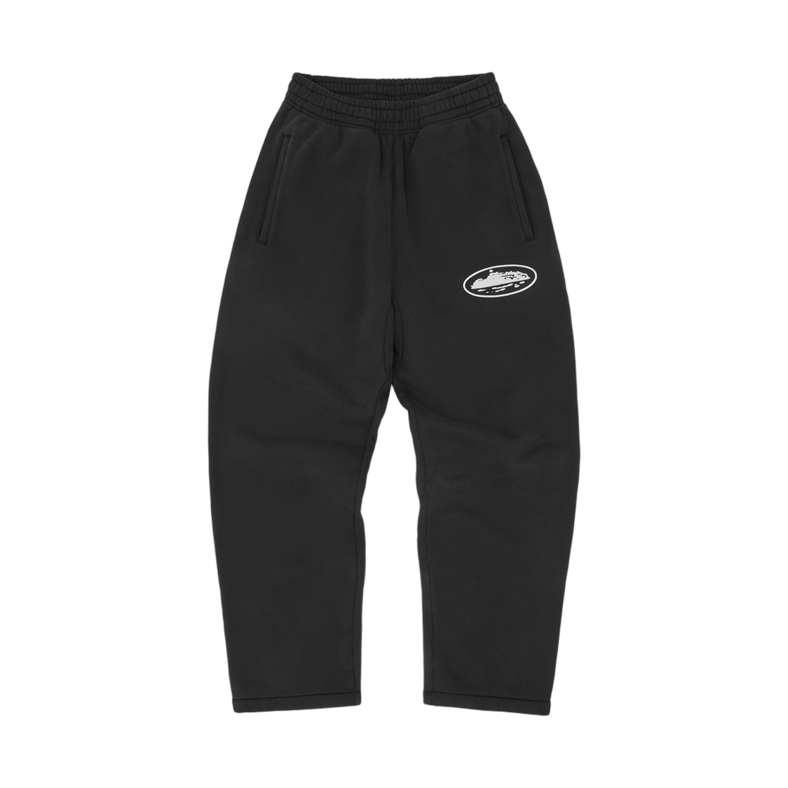 코르테이즈 아일랜드 퍼프 프린트 오픈 헴 스웨트팬츠 블랙(Corteiz Island Puff Print Open Hem Sweatpant Black)