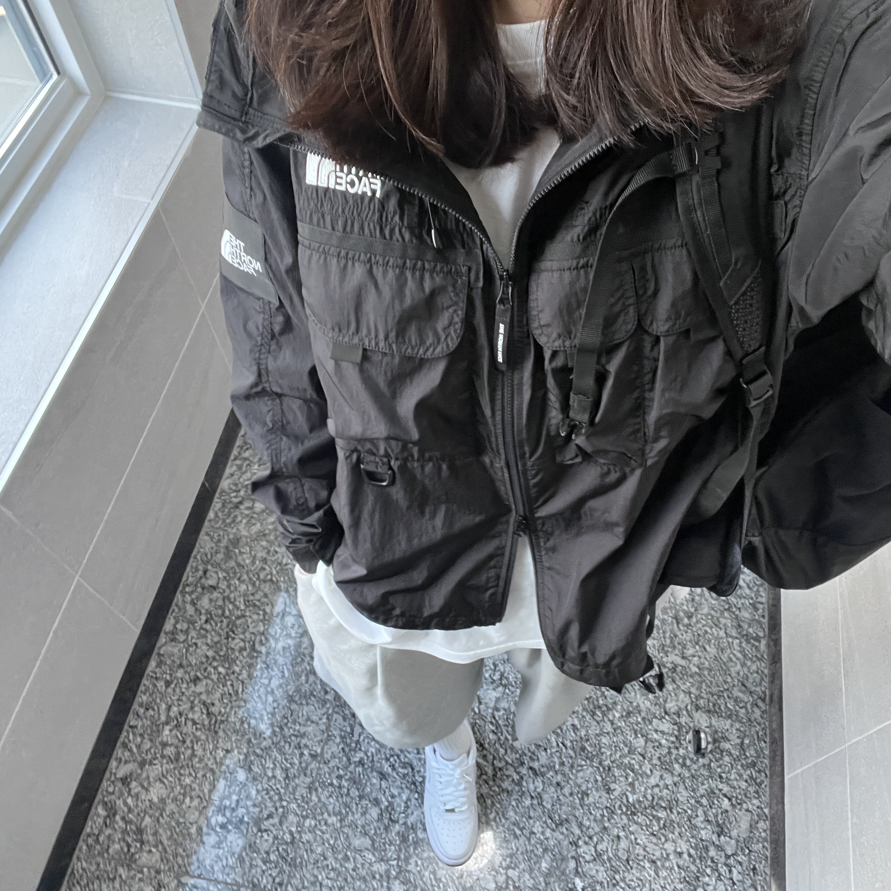 The North Face White Label Sheldon Jacket Black, Nike Air Force 1 '07 Low White 착용 스타일
