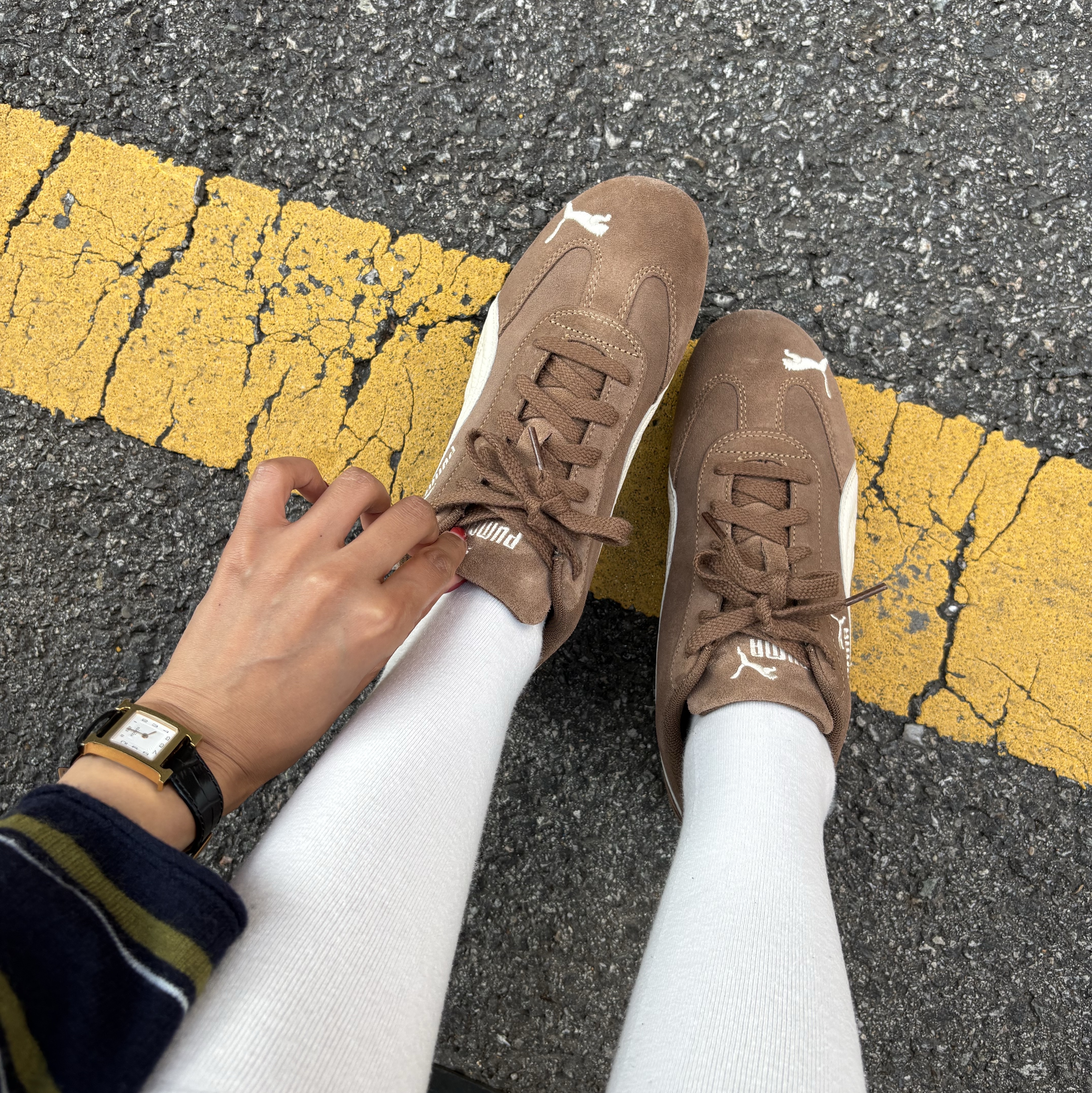 Puma Speedcat Archive Haute Coffee Frosted Ivory 착용 스타일 - 7