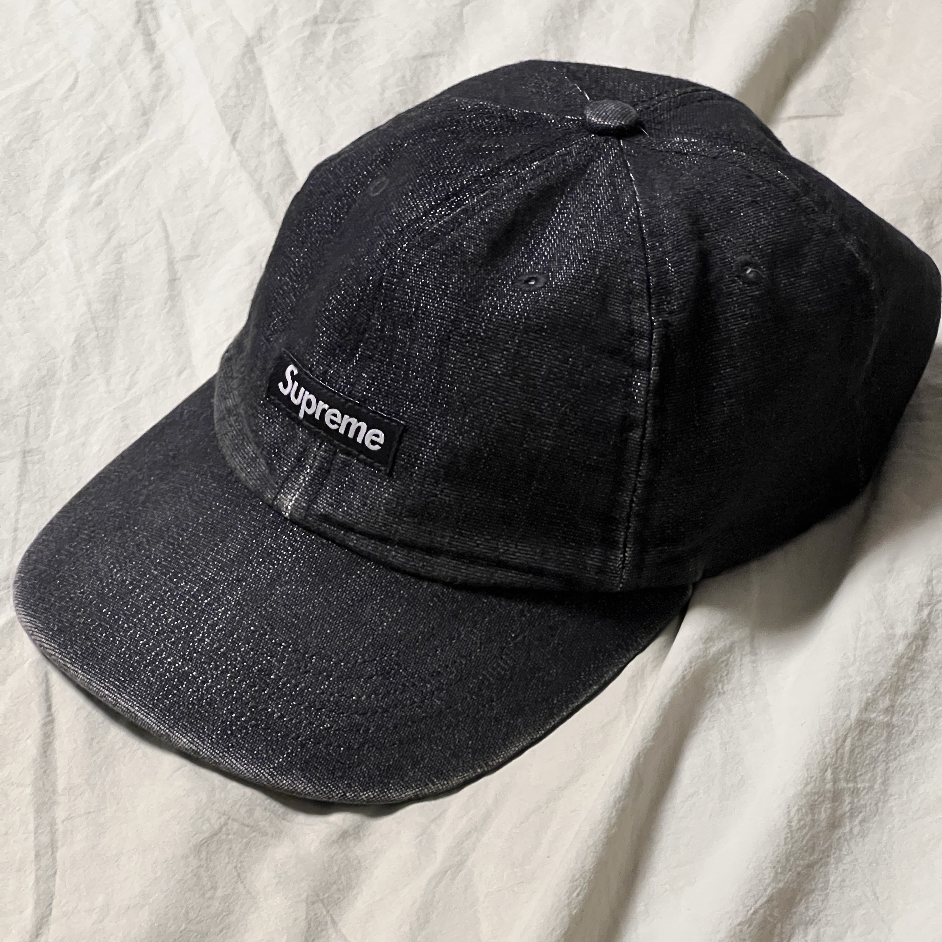 Supreme Cordura Denim Small Box 6-Panel Black - 24SS 착용 스타일