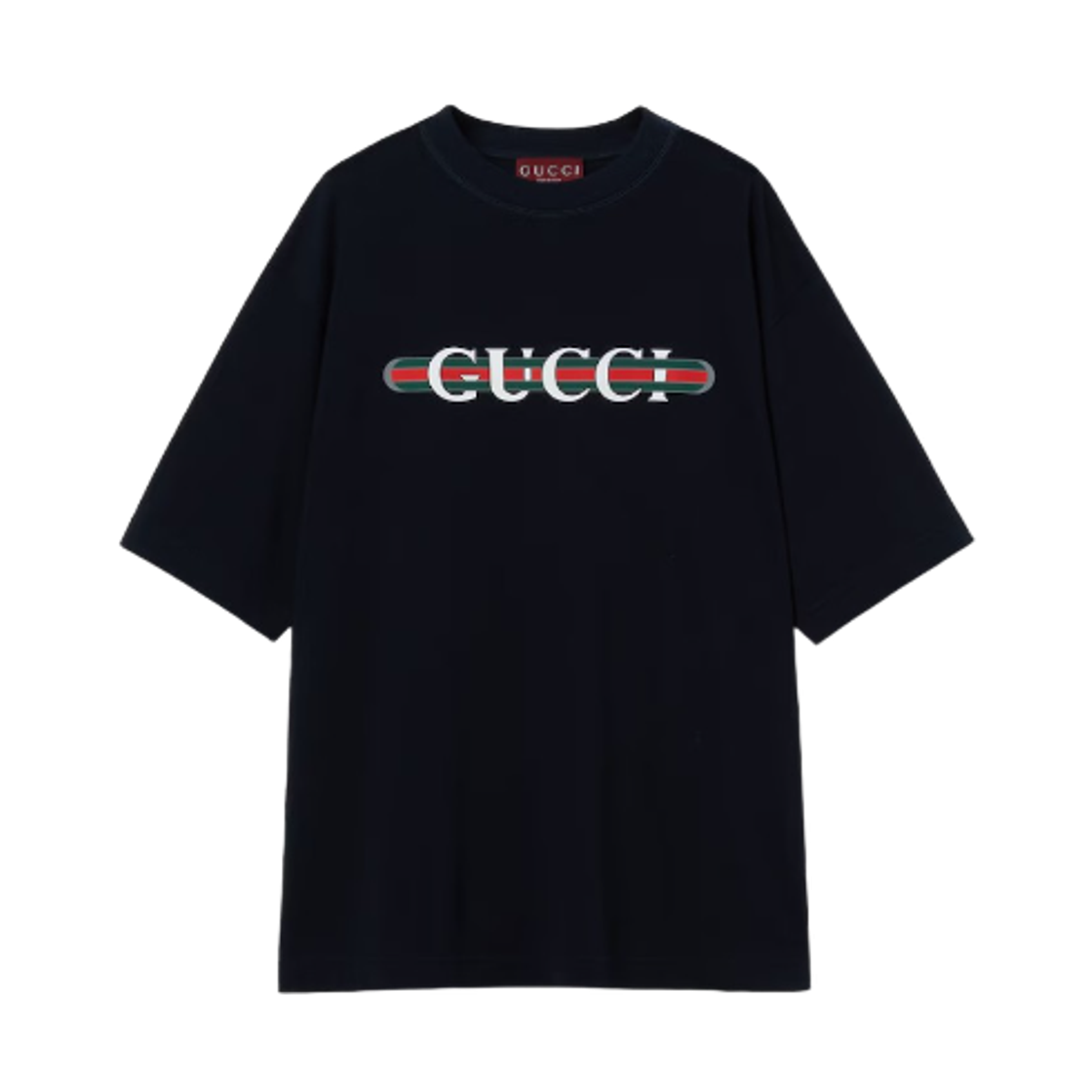 784361-XJGTE-4804 Gucci Printed Cotton Jersey T-Shirt Dark Blue