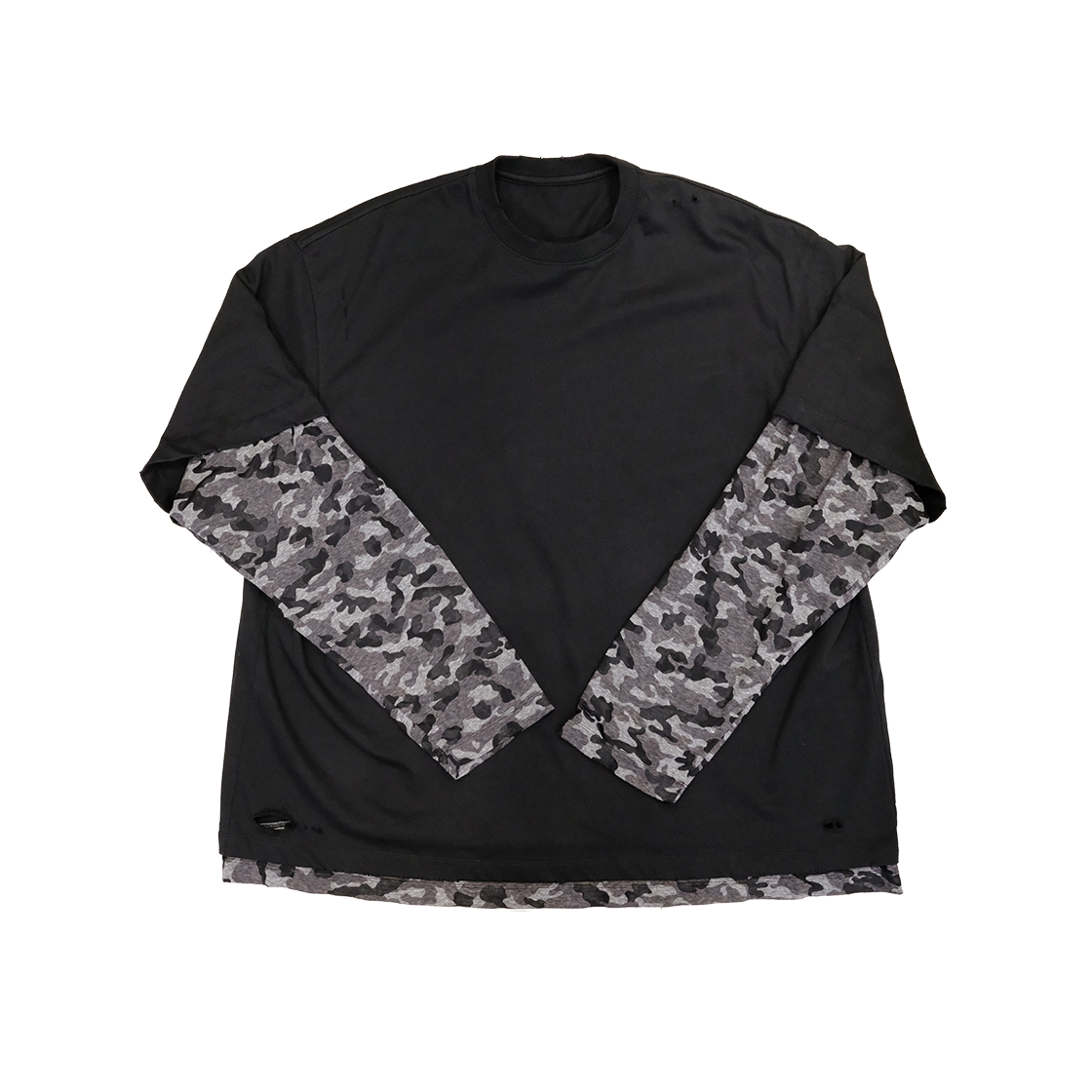 논노드 레이어드 티셔츠 블랙 카모(Nonnod Layered T-Shirts Black Camo)