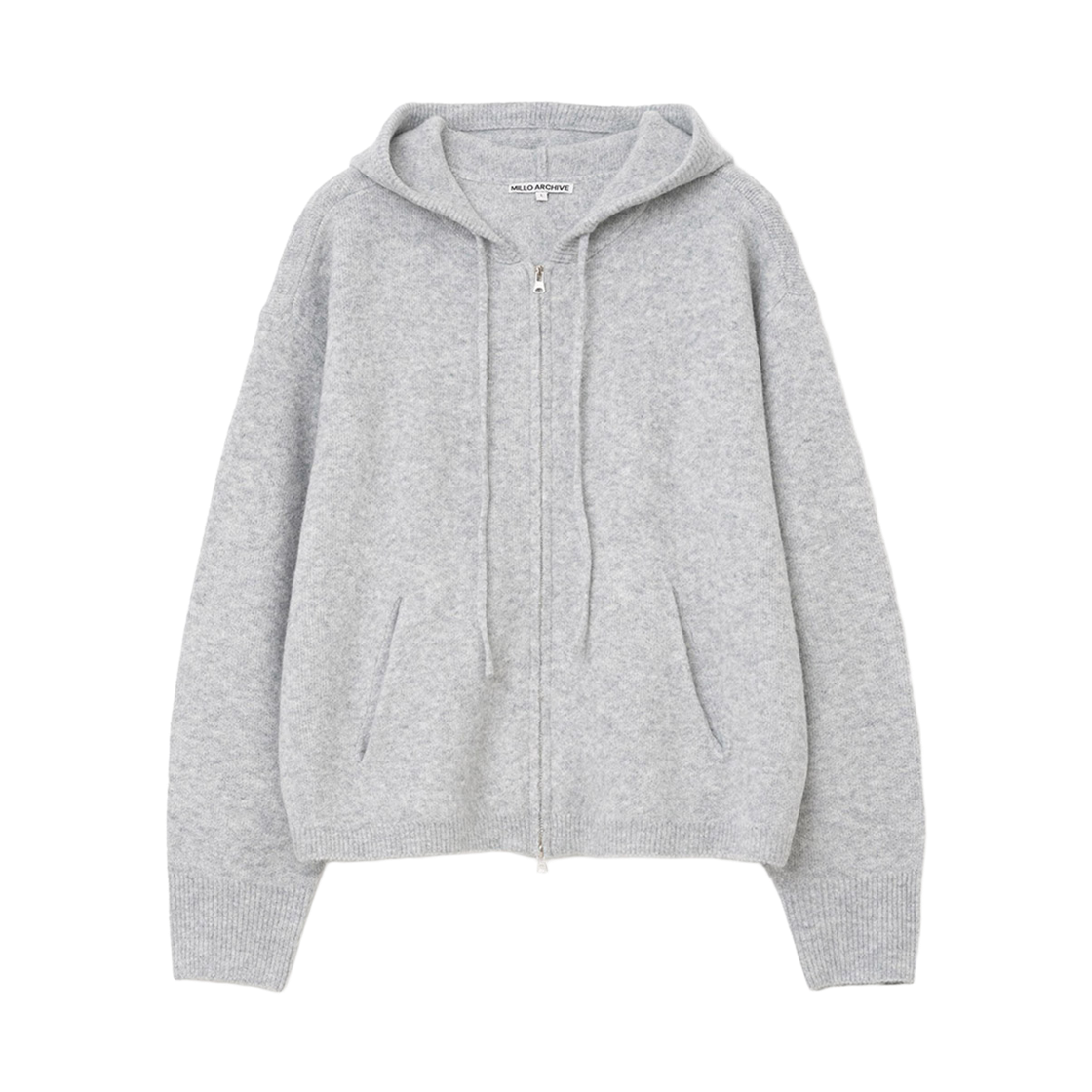 밀로 아카이브 로앙 니트 후드 집업 멜란지 화이트