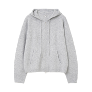 Millo Archive Loang Knit Hoodie Zip-Up Melange White