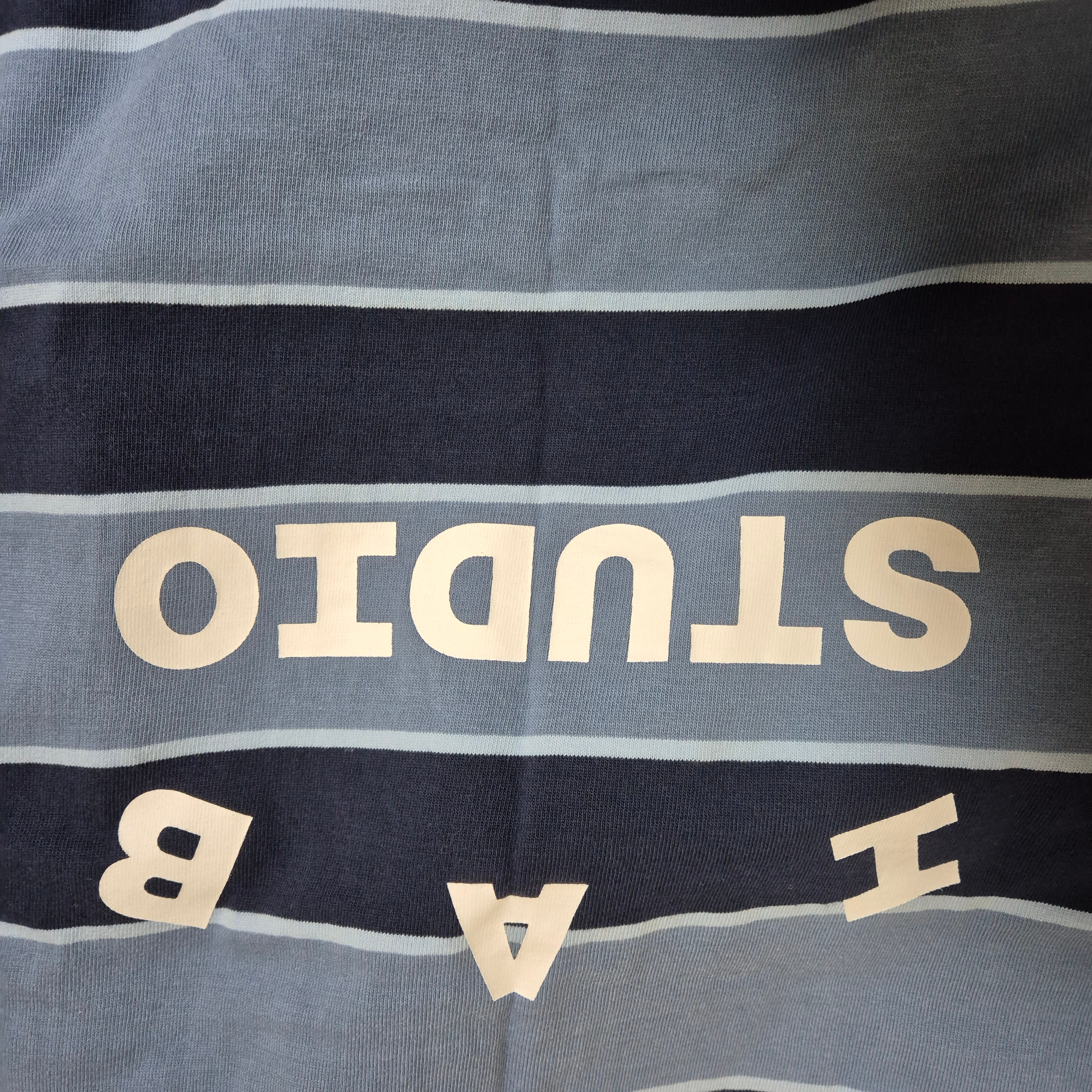 IAB Studio Striped T-Shirt Blue White 착용 스타일