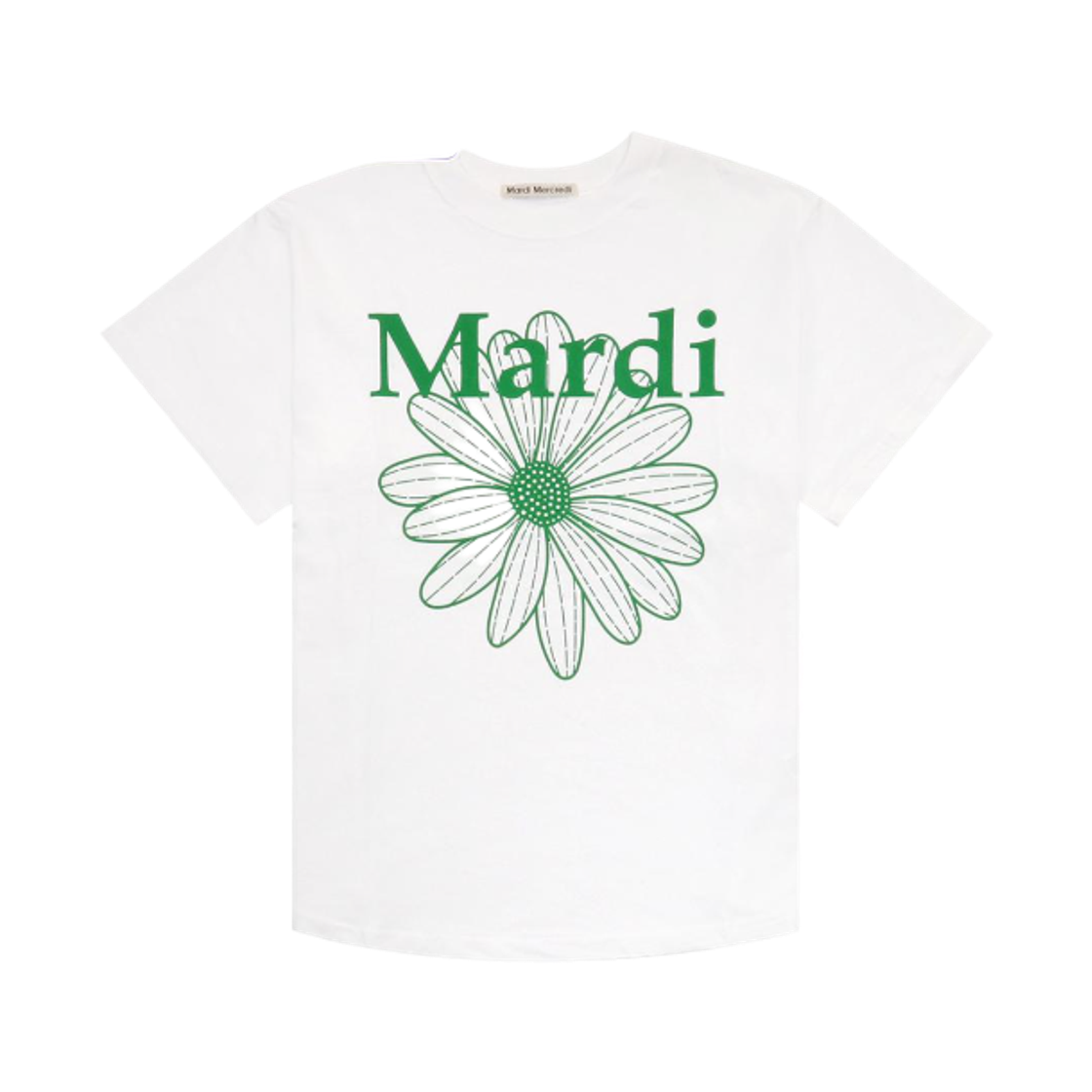 (W) 마르디 메크르디 플라워마르디 티셔츠 화이트 그린((W) Mardi Mercredi Flowermardi T-Shirt White Green)