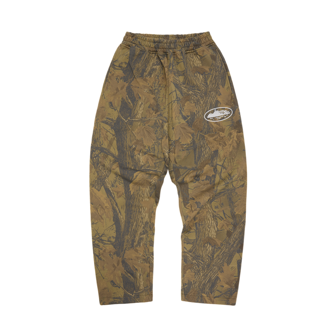 - Corteiz Island Puff Print Open Hem Sweatpant Forest Camo