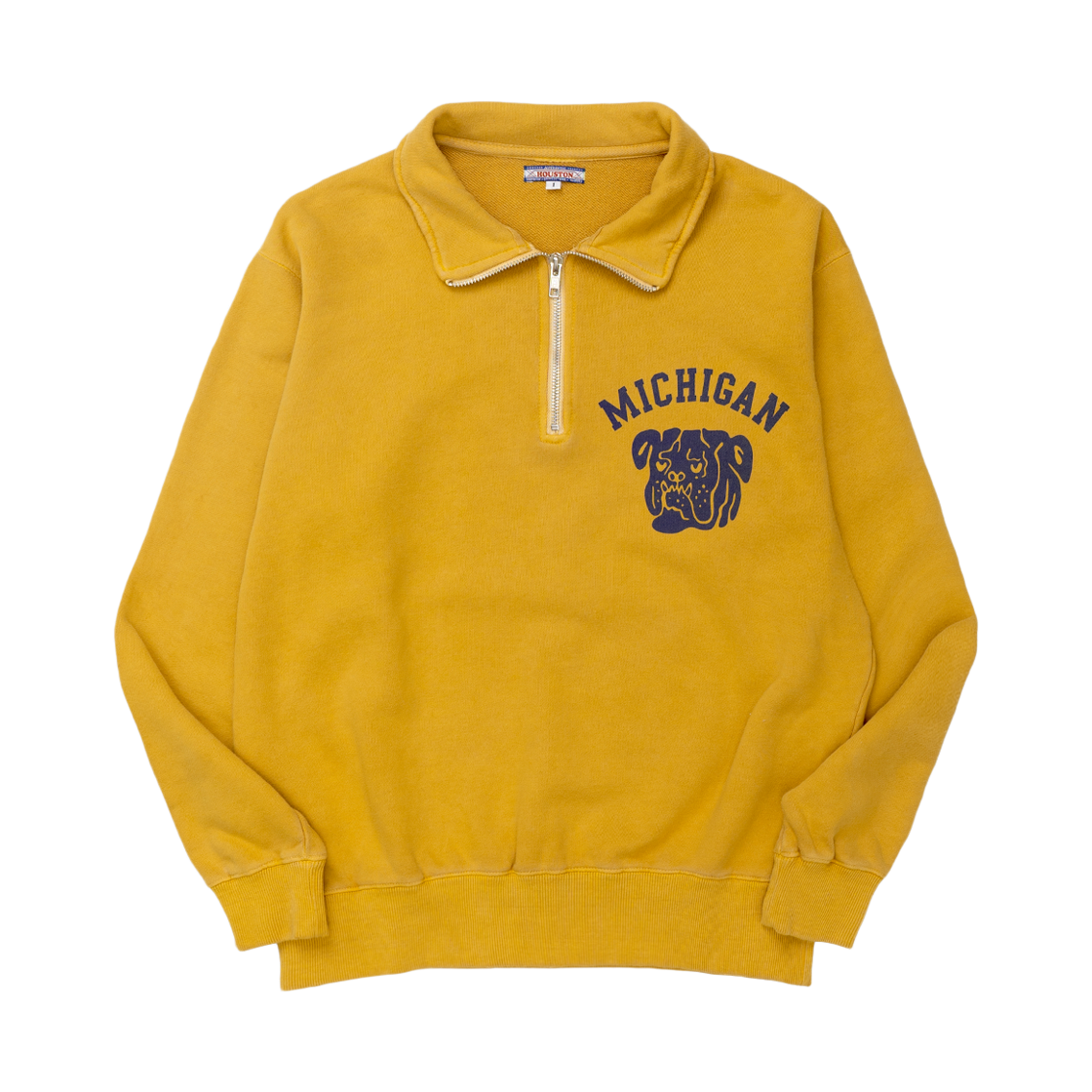 2031WMS Houston Japan Pigment Print Half Zip Sweat MICHIGAN Mustard 2031W