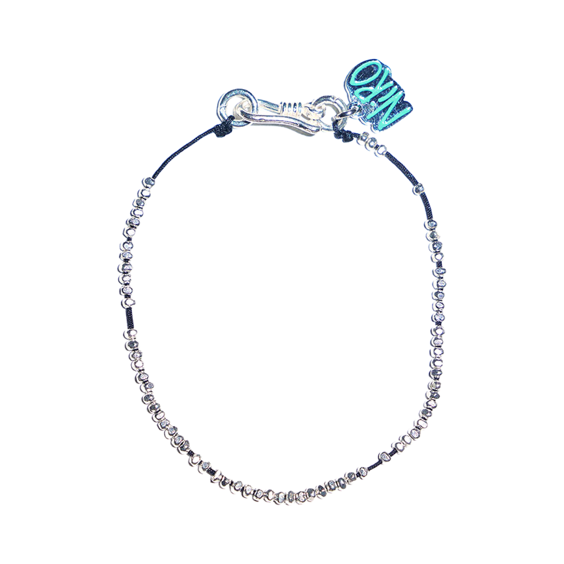 #131-70BLACK NiRO.SERENDiPiTY Caren Silver Thread b\Bracelet #131 (70%) Black