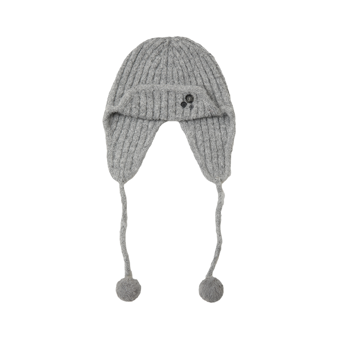 에이이에이이 버튼 니트 트루퍼 비니 그레이(AEAE Button Knit Trooper Beanie Grey)