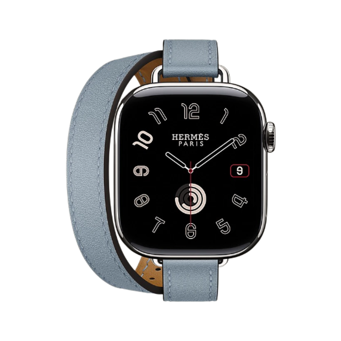 애플 워치 에르메스 11 42mm 티타늄 케이스 아틀라주 더블 투어 블루 랑 (국내 정식 발매 제품)(Apple Watch Hermes Series 11 42mm Titanium Case with Attelage Double Tour Bleu Lin (Korean Ver.))