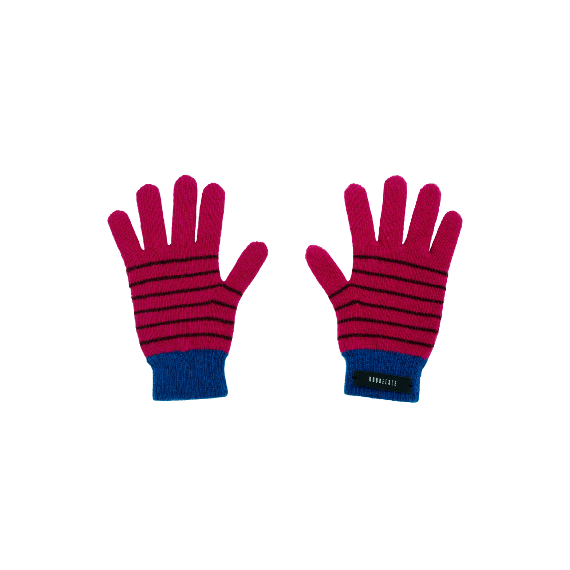 쿠키시 핑거홀 울 스트라이프 니트 장갑 마젠타/블루(Kookeesee finger hole wool stripe gloves Magenta/Blue) - 1