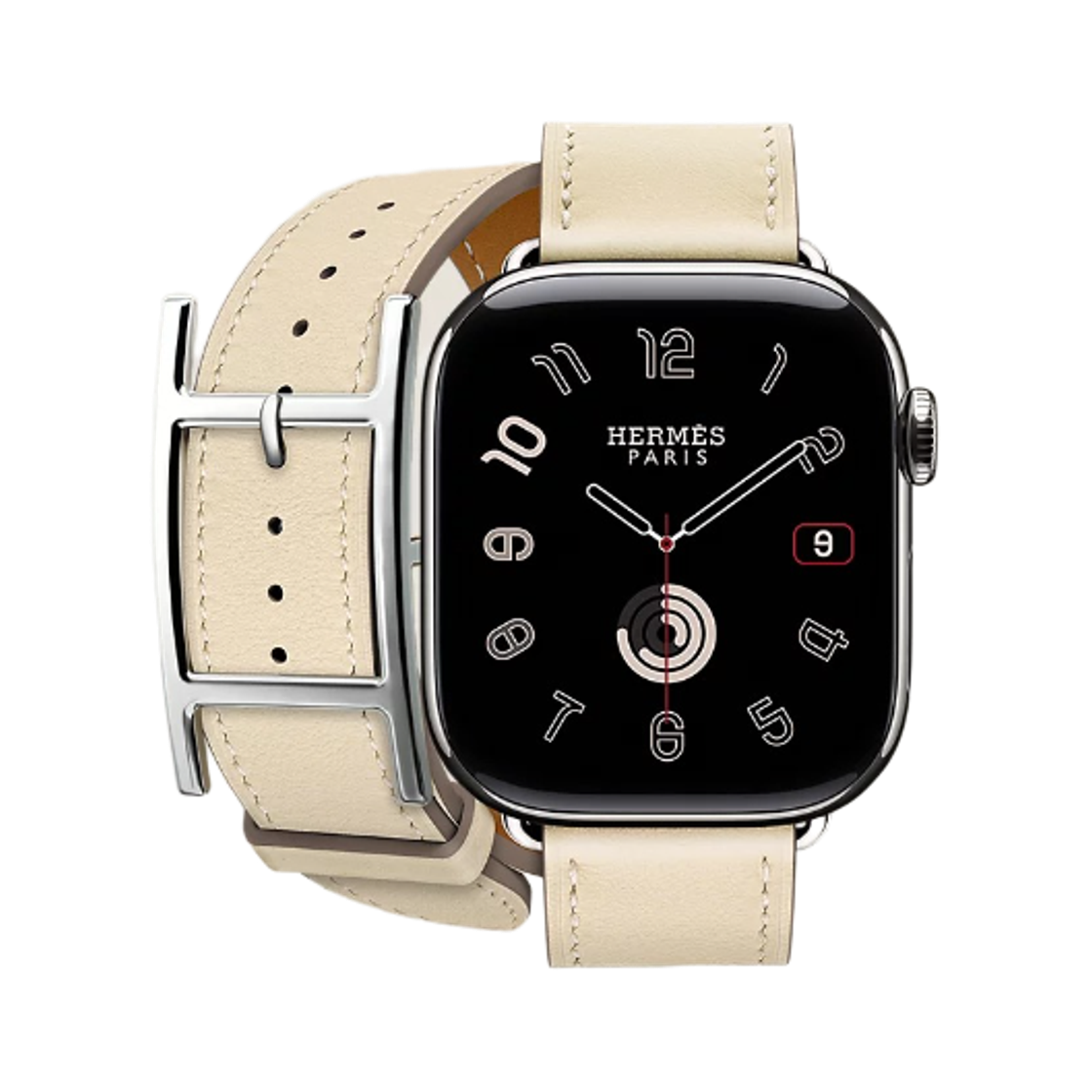 애플 워치 에르메스 11 42mm 티타늄 케이스 하피 더블 투어 크레 (국내 정식 발매 제품)(Apple Watch Hermes Series 11 42mm Titanium Case with Hapi Double Tour Craie (Korean Ver.))